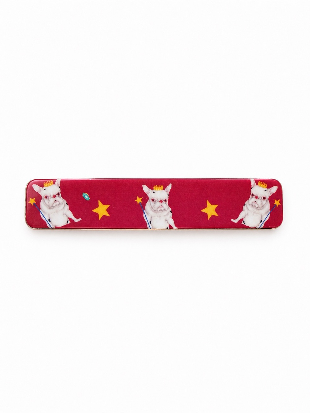 Red French Bulldog Crown Hair Clip Barrette